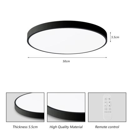 Immax NEO 07249L - LED Димируем плафон NEO LITE SEMPLICI LED/48W/230V 3000-6000K Wi-Fi Tuya черен + дистанционно управление