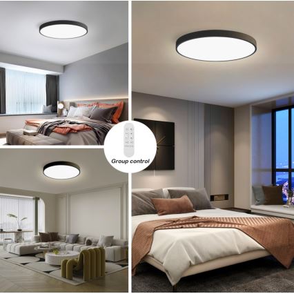 Immax NEO 07250L - LED Димируем плафон NEO LITE SEMPLICI LED/60W/230V 3000-6000K Wi-Fi Tuya черен + дистанционно управление