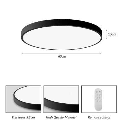Immax NEO 07250L - LED Димируем плафон NEO LITE SEMPLICI LED/60W/230V 3000-6000K Wi-Fi Tuya черен + дистанционно управление
