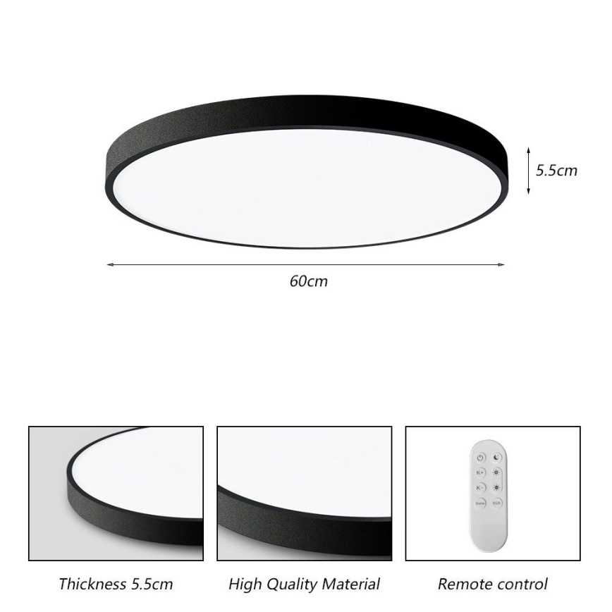 Immax NEO 07250L - LED Димируем плафон NEO LITE SEMPLICI LED/60W/230V 3000-6000K Wi-Fi Tuya черен + дистанционно управление