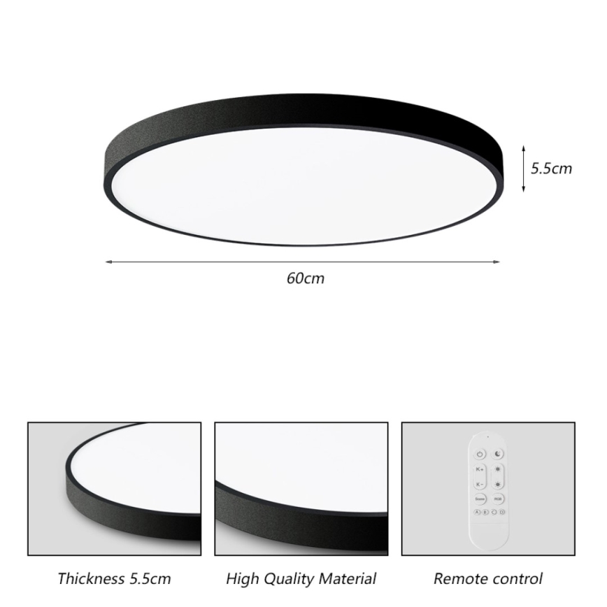 Immax NEO 07250L - LED Димируем плафон NEO LITE SEMPLICI LED/60W/230V 3000-6000K Wi-Fi Tuya черен + дистанционно управление