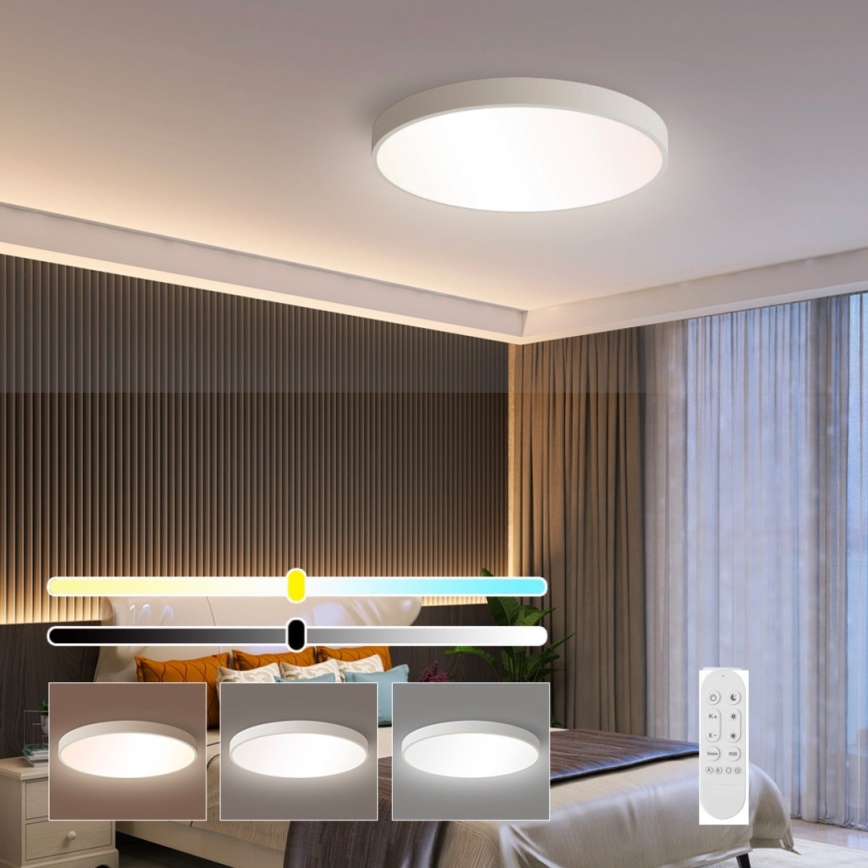 Immax NEO 07251L - LED Димируем плафон NEO LITE SEMPLICI LED/36W/230V 3000-6000K Wi-Fi Tuya бял + дистанционно управление