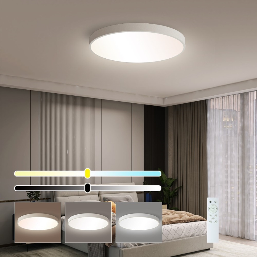 Immax NEO 07252L - LED Димируем плафон NEO LITE SEMPLICI LED/48W/230V 3000-6000K Wi-Fi Tuya бял + дистанционно управление