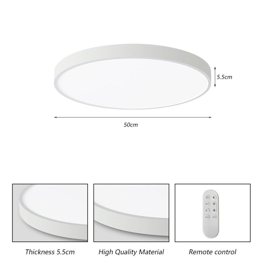 Immax NEO 07252L - LED Димируем плафон NEO LITE SEMPLICI LED/48W/230V 3000-6000K Wi-Fi Tuya бял + дистанционно управление