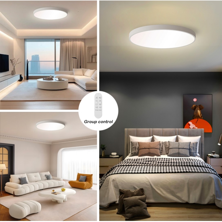 Immax NEO 07253L - LED Димируем плафон NEO LITE SEMPLICI LED/60W/230V 3000-6000K Wi-Fi Tuya бял + дистанционно управление
