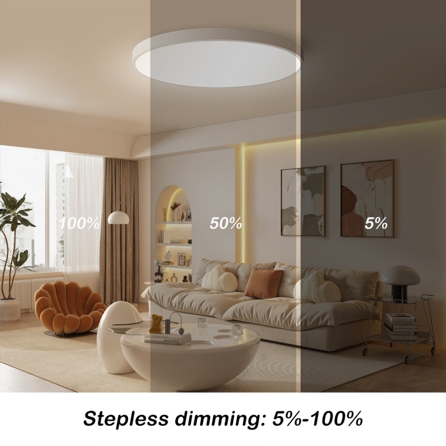 Immax NEO 07253L - LED Димируем плафон NEO LITE SEMPLICI LED/60W/230V 3000-6000K Wi-Fi Tuya бял + дистанционно управление