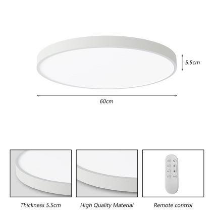 Immax NEO 07253L - LED Димируем плафон NEO LITE SEMPLICI LED/60W/230V 3000-6000K Wi-Fi Tuya бял + дистанционно управление