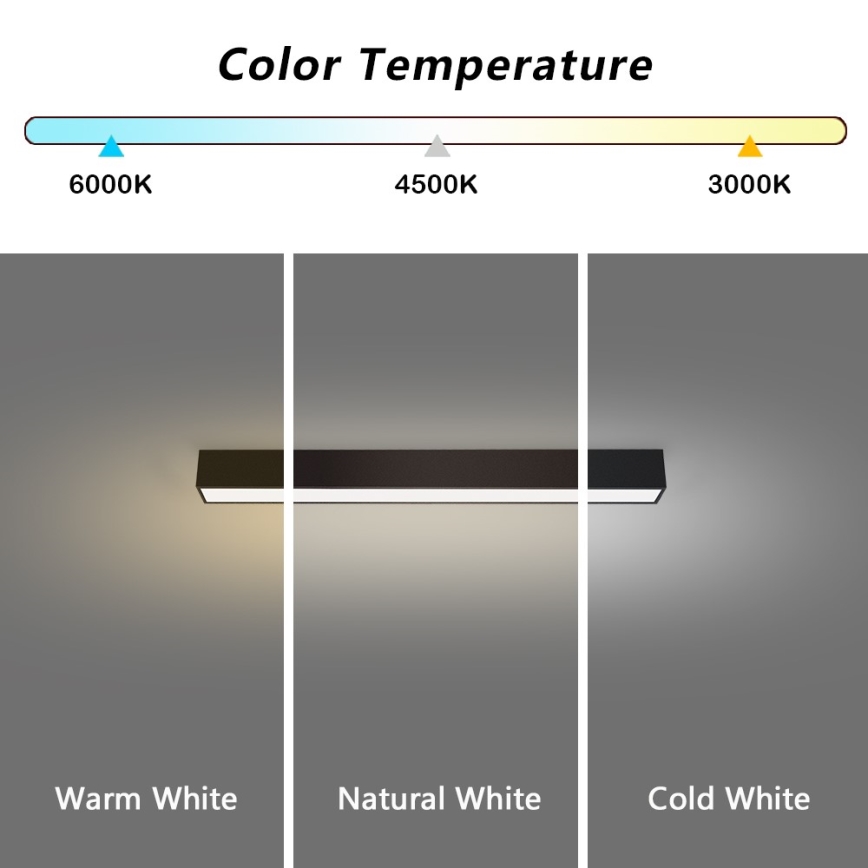Immax NEO 07254L - LED Димируем плафон NEO LITE LUNGO LED/20W/230V 3000-6000K Wi-Fi Tuya черен + дистанционно управление