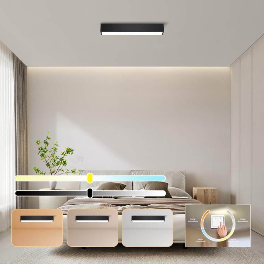 Immax NEO 07254L - LED Димируем плафон NEO LITE LUNGO LED/20W/230V 3000-6000K Wi-Fi Tuya черен + дистанционно управление