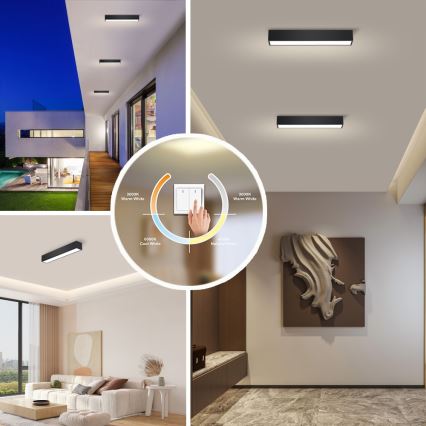 Immax NEO 07254L - LED Димируем плафон NEO LITE LUNGO LED/20W/230V 3000-6000K Wi-Fi Tuya черен + дистанционно управление