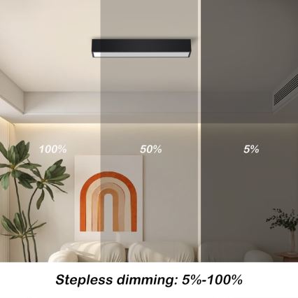 Immax NEO 07254L - LED Димируем плафон NEO LITE LUNGO LED/20W/230V 3000-6000K Wi-Fi Tuya черен + дистанционно управление