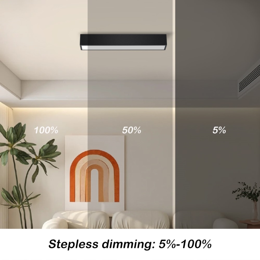 Immax NEO 07254L - LED Димируем плафон NEO LITE LUNGO LED/20W/230V 3000-6000K Wi-Fi Tuya черен + дистанционно управление