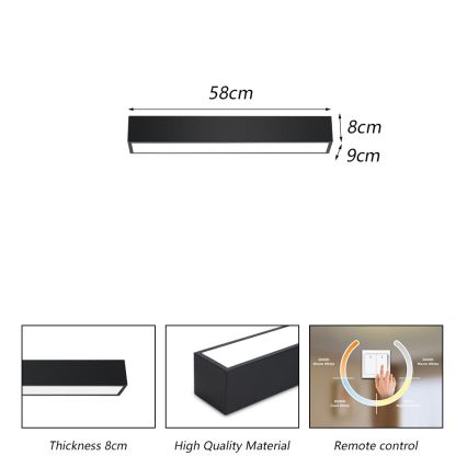 Immax NEO 07254L - LED Димируем плафон NEO LITE LUNGO LED/20W/230V 3000-6000K Wi-Fi Tuya черен + дистанционно управление