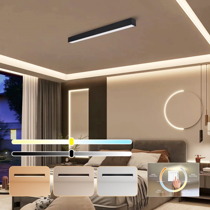 Immax NEO 07255L - LED Димируем плафон NEO LITE LUNGO LED/20W/230V 3000-6000K Wi-Fi Tuya черен + дистанционно управление