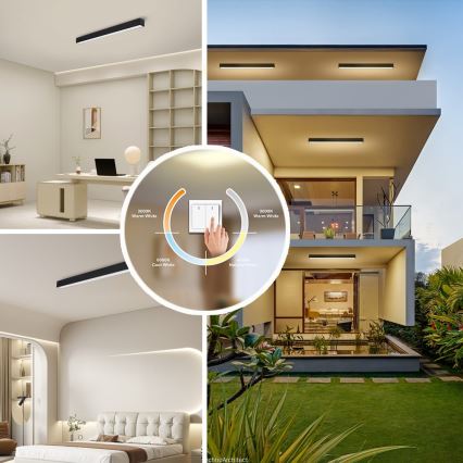 Immax NEO 07255L - LED регулируемо таванно осветително тяло NEO LITE LUNGO LED/20W/230V 3000-6000K Wi-Fi Tuya черно + дистанционно управление