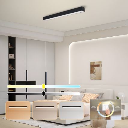 Immax NEO 07256L - LED Димируем плафон NEO LITE LUNGO LED/38W/230V 3000-6000K Wi-Fi Tuya черен + дистанционно управление