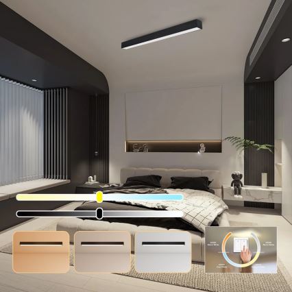 Immax NEO 07256L - LED Димируем плафон NEO LITE LUNGO LED/38W/230V 3000-6000K Wi-Fi Tuya черен + дистанционно управление