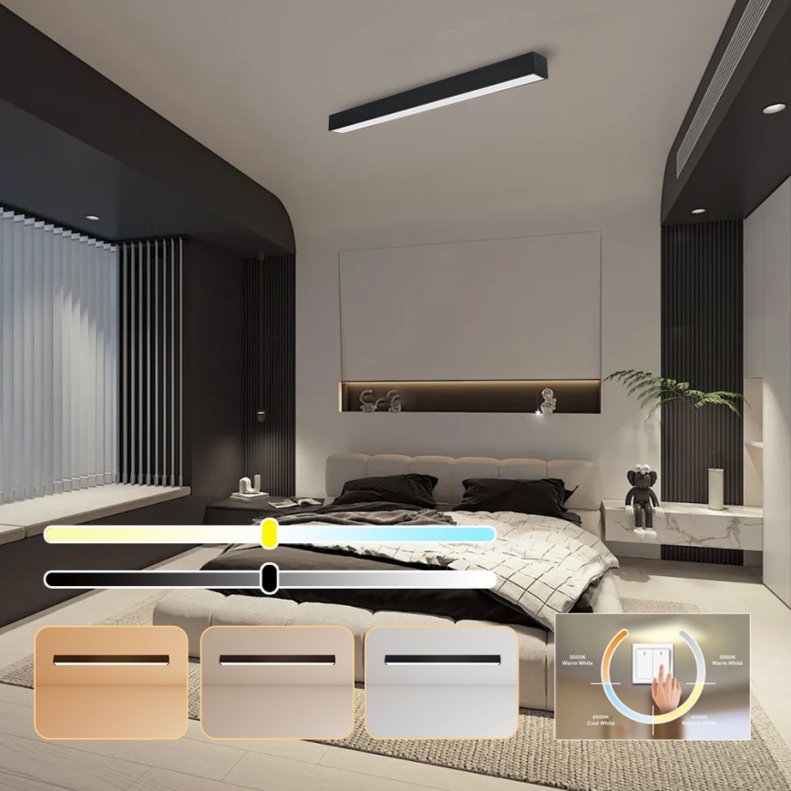 Immax NEO 07256L - LED Димируем плафон NEO LITE LUNGO LED/38W/230V 3000-6000K Wi-Fi Tuya черен + дистанционно управление