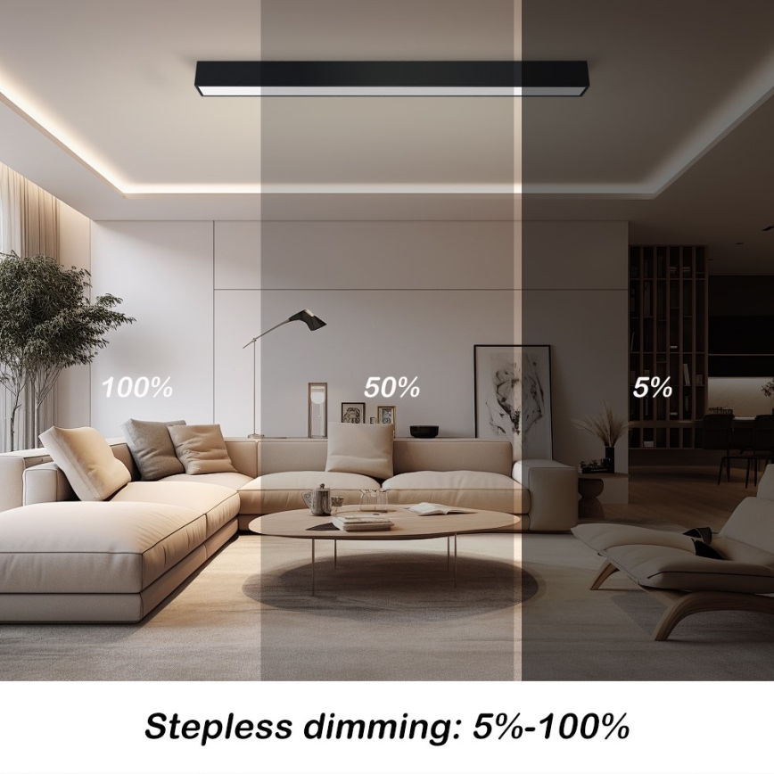 Immax NEO 07256L - LED Димируем плафон NEO LITE LUNGO LED/38W/230V 3000-6000K Wi-Fi Tuya черен + дистанционно управление