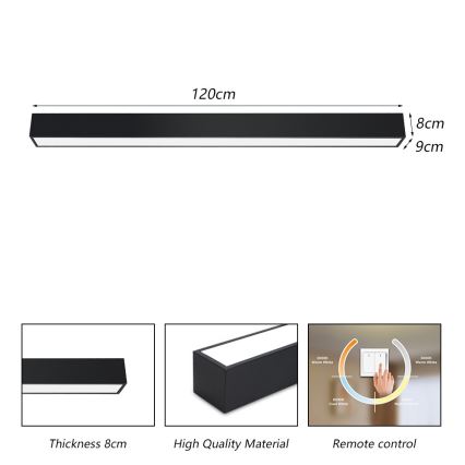 Immax NEO 07256L - LED Димируем плафон NEO LITE LUNGO LED/38W/230V 3000-6000K Wi-Fi Tuya черен + дистанционно управление