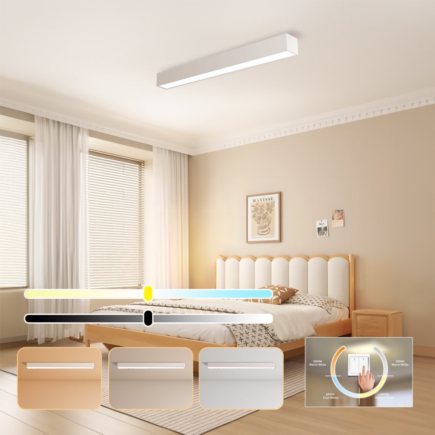 Immax NEO 07258L - LED Димируем плафон NEO LITE LUNGO LED/29W/230V 3000-6000K Wi-Fi Tuya бял + дистанционно управление