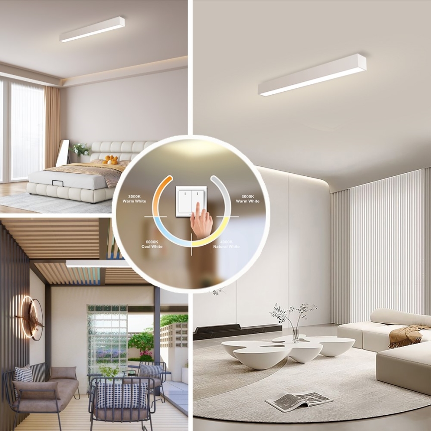 Immax NEO 07258L - LED Димируем плафон NEO LITE LUNGO LED/29W/230V 3000-6000K Wi-Fi Tuya бял + дистанционно управление