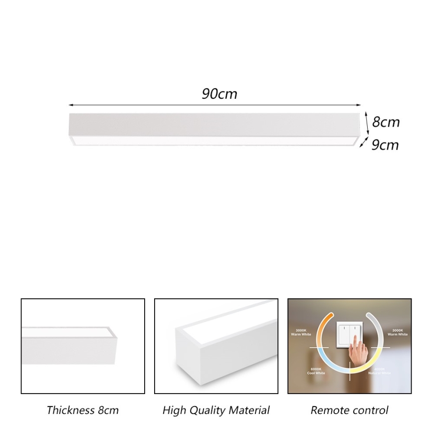 Immax NEO 07258L - LED Димируем плафон NEO LITE LUNGO LED/29W/230V 3000-6000K Wi-Fi Tuya бял + дистанционно управление