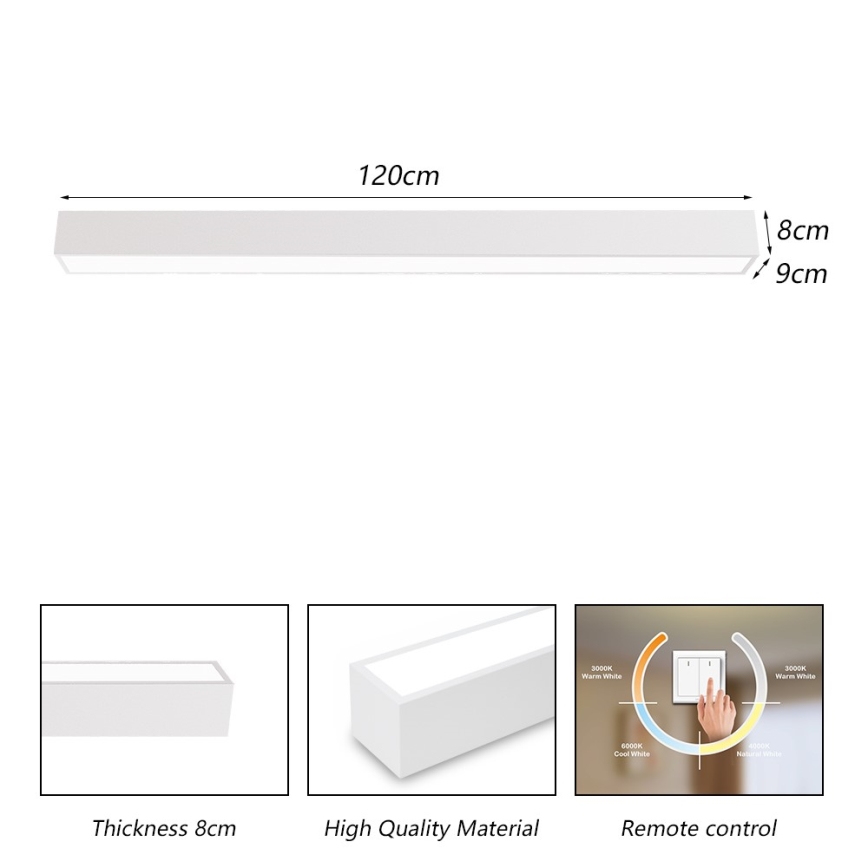 Immax NEO 07259L - LED Димируем плафон NEO LITE LUNGO LED/38W/230V 3000-6000K Wi-Fi Tuya бял + дистанционно управление