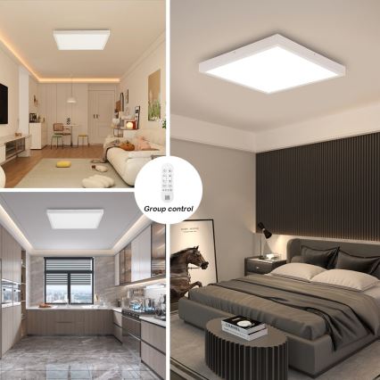 Immax NEO 07277L - LED Димируем плафон за баня NEO LITE FRAME LED/50W/230V IP44 Wi-Fi Tuya +remote управление бял