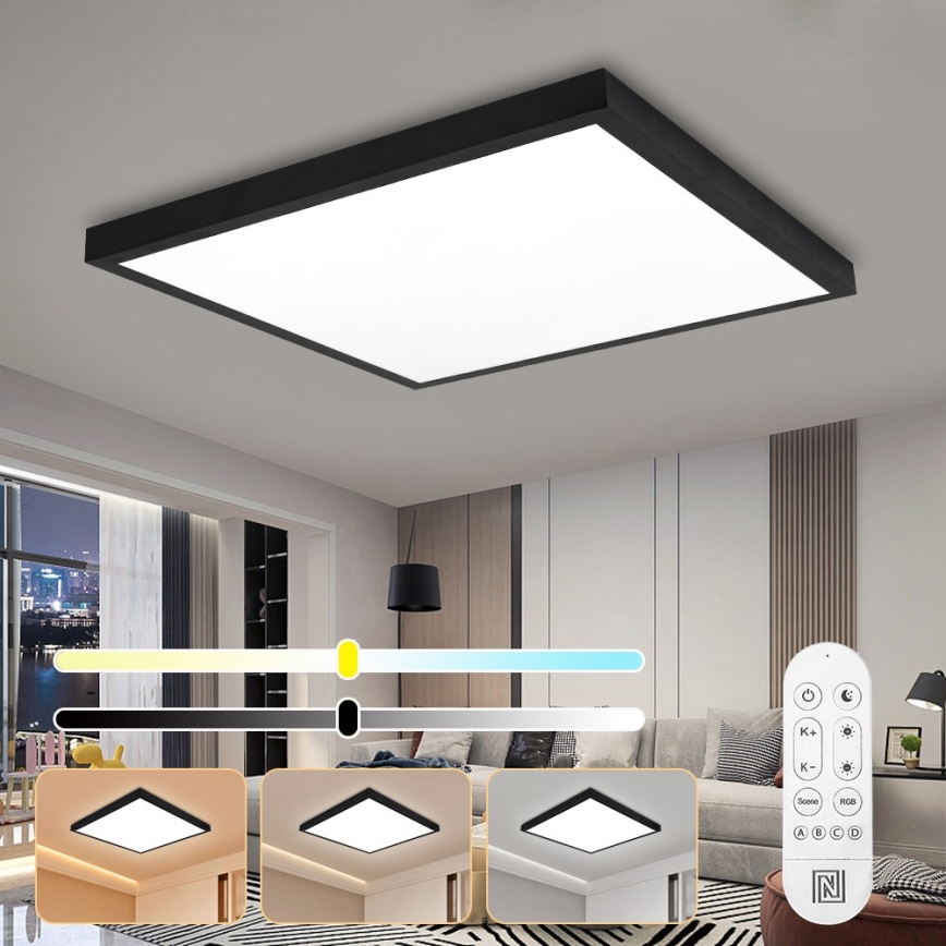 Immax NEO 07279L - LED Димируем плафон за баня NEO LITE FRAME LED/50W/230V IP44 Wi-Fi Tuya + дистанционно управление черен