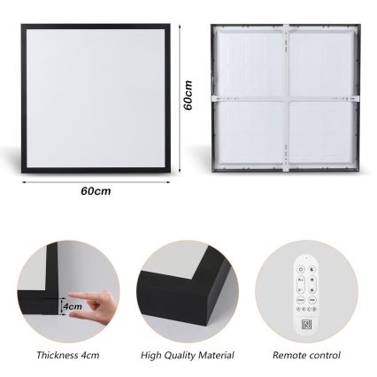 Immax NEO 07279L - LED Димируем плафон за баня NEO LITE FRAME LED/50W/230V IP44 Wi-Fi Tuya + дистанционно управление черен