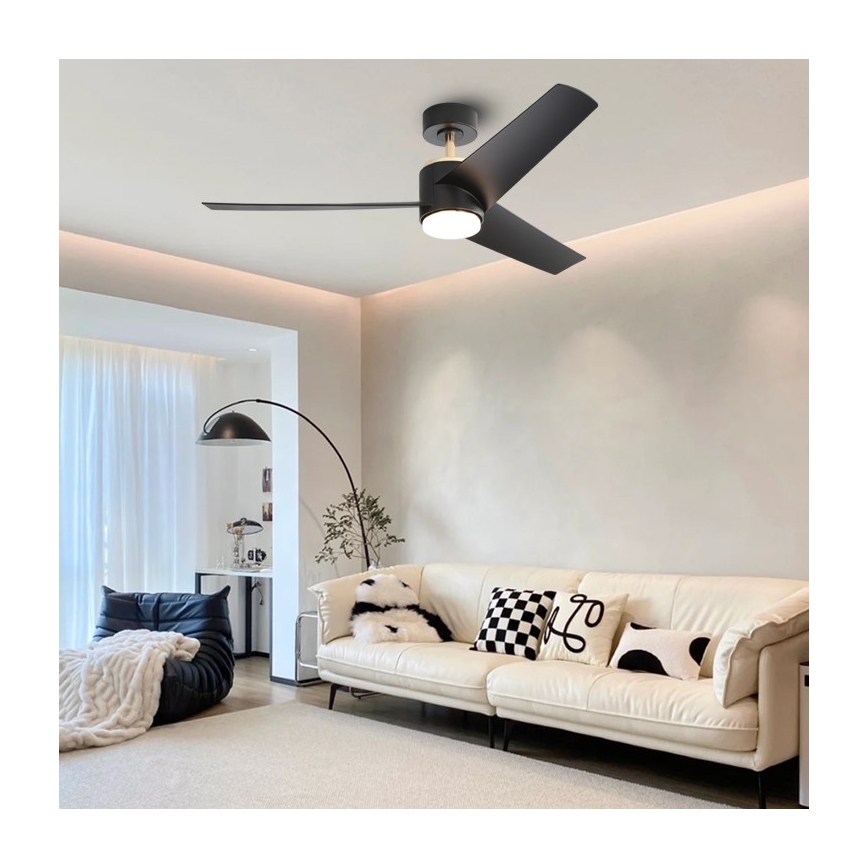 Immax NEO 07280L - LED Вентилатор за таван BEAUTY LED/18W/230V Wi-Fi Tuya черен Ø 132 см + дистанционно управление