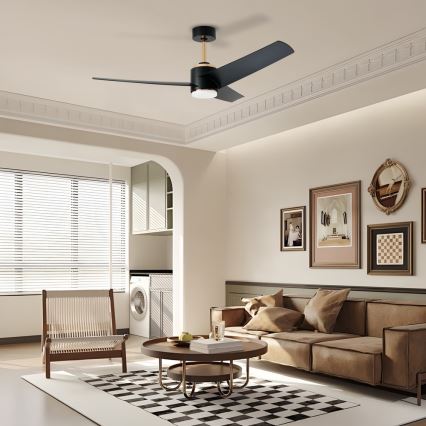 Immax NEO 07280L - LED Вентилатор за таван BEAUTY LED/18W/230V Wi-Fi Tuya черен Ø 132 см + дистанционно управление