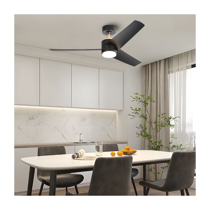 Immax NEO 07280L - LED Вентилатор за таван BEAUTY LED/18W/230V Wi-Fi Tuya черен Ø 132 см + дистанционно управление