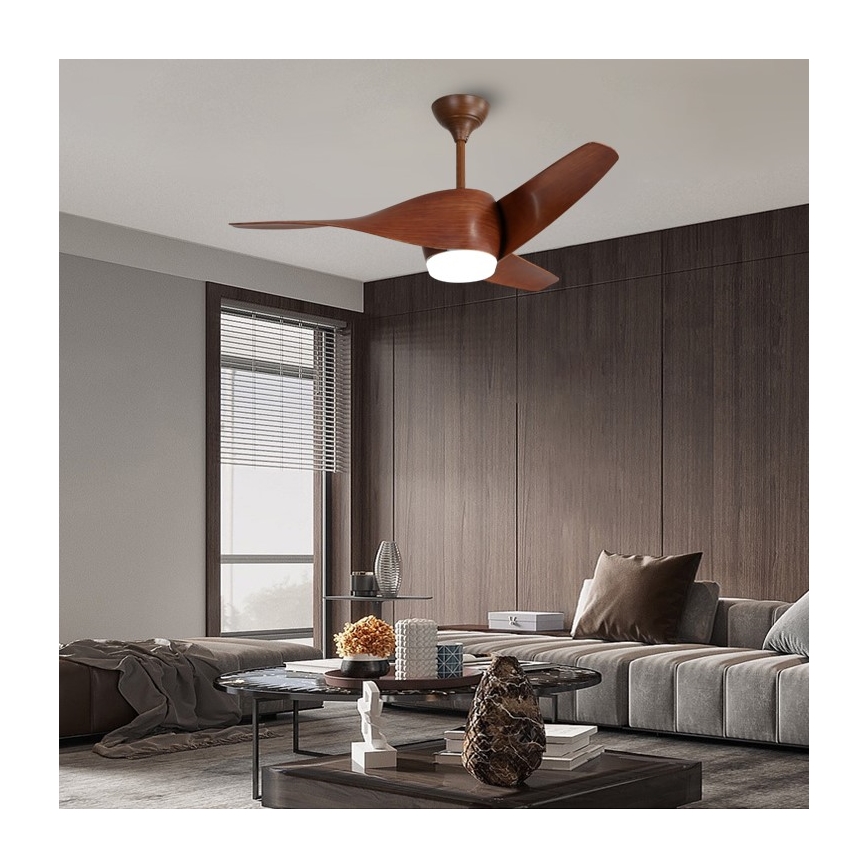 Immax NEO 07286L - LED таванен вентилатор WAVE LED/18W/230V Wi-Fi Tuya кафяв Ø 132 см + дистанционно управление