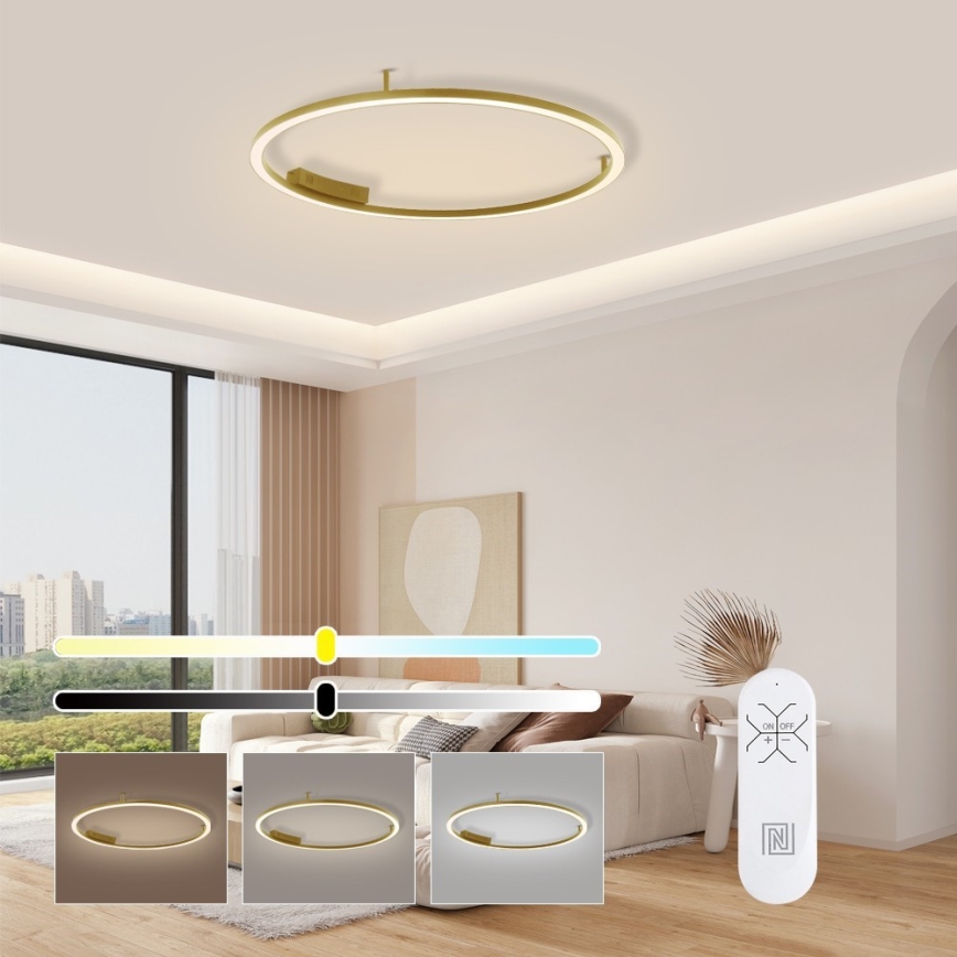 Immax NEO 07291-80G - LED+CCT Димируем таванен плафон FINO LED/55W/230V 2700-6500K Tuya Ø 80 cm + дистанционно управление