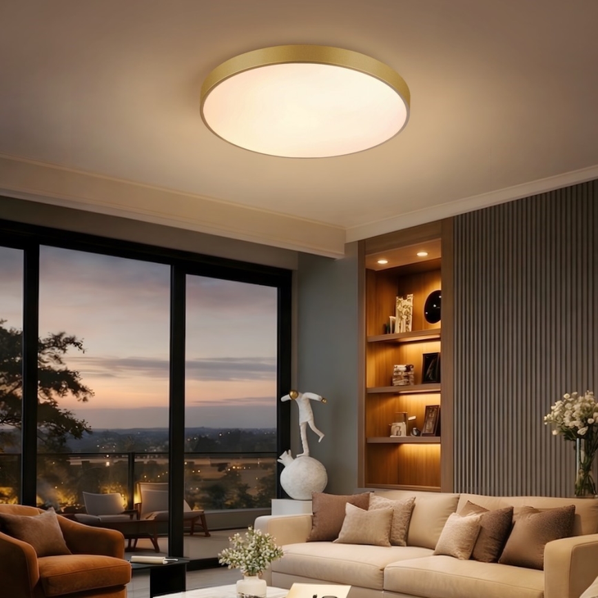 Immax NEO 07293L - Димируемо LED таванно осветително тяло NEO LITE SEMPLICI LED/60W/230V 3000-6000K Ø 60 см Wi-Fi Tuya златисто + дистанционно управление