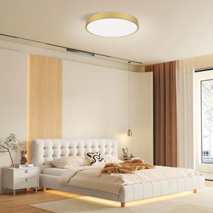 Immax NEO 07293L - Димируемо LED таванно осветително тяло NEO LITE SEMPLICI LED/60W/230V 3000-6000K Ø 60 см Wi-Fi Tuya златисто + дистанционно управление