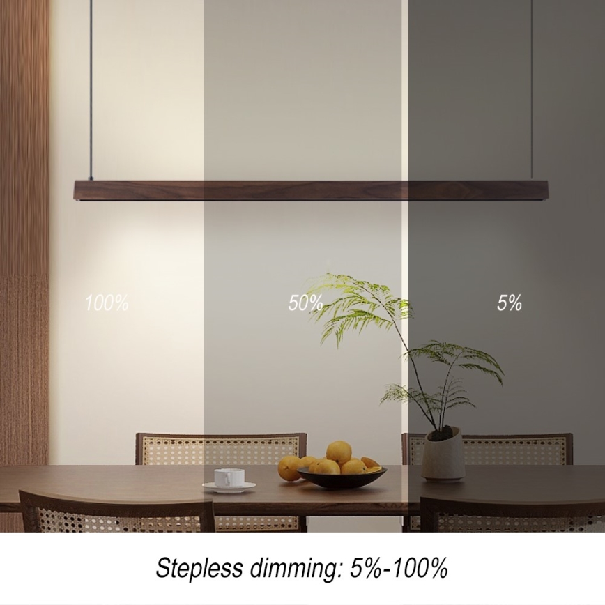 Immax NEO 07300L - LED димируем полилей на кабел MADEIRA LED/26W/230V Wi-Fi Tuya 122 cm орех + дистанционно управление