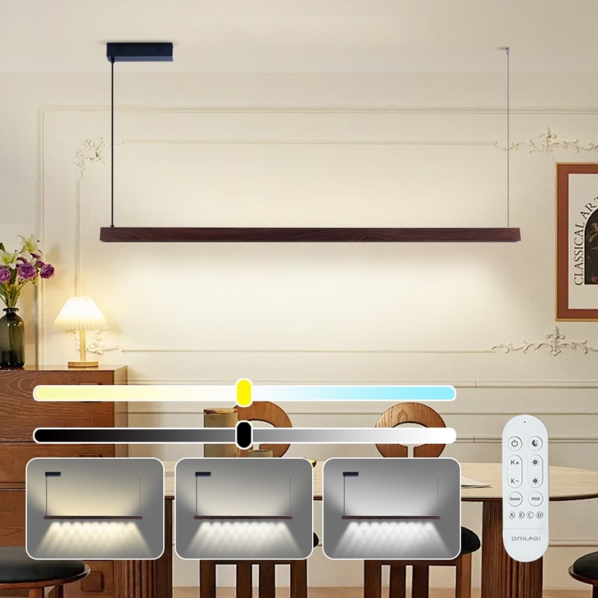 Immax NEO 07301L - LED полилей с възможност за димиране на кабел MADEIRA LED/33W/230V Wi-Fi Tuya 152 cm орех + дистанционно управление