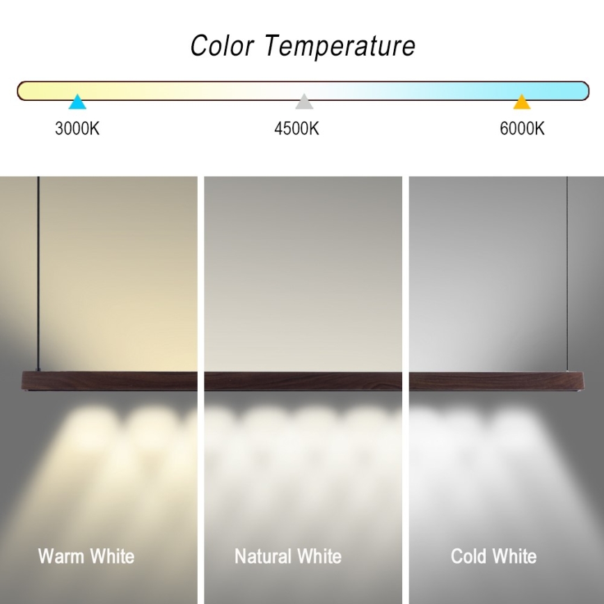Immax NEO 07301L - LED полилей с възможност за димиране на кабел MADEIRA LED/33W/230V Wi-Fi Tuya 152 cm орех + дистанционно управление