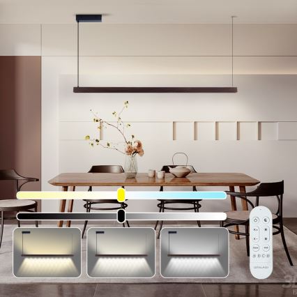 Immax NEO 07302L - LED полилей на кабел с възможност за димиране MADEIRA LED/44W/230V Wi‑Fi Tuya 202 cm орех + дистанционно управление