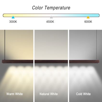 Immax NEO 07302L - LED полилей на кабел с възможност за димиране MADEIRA LED/44W/230V Wi‑Fi Tuya 202 cm орех + дистанционно управление