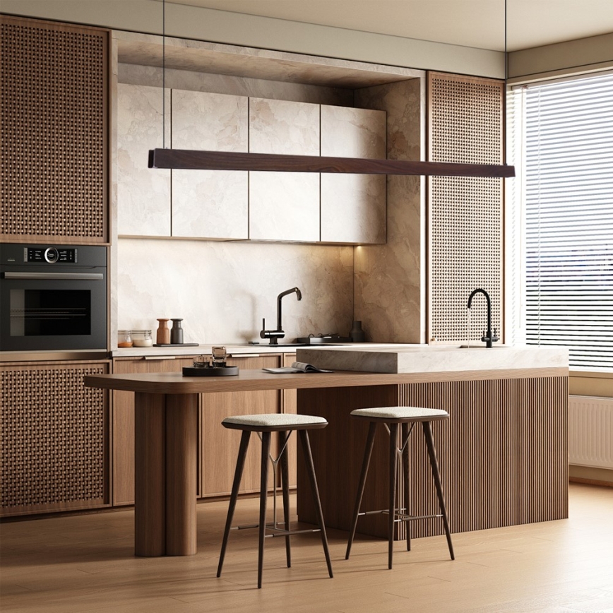 Immax NEO 07302L - LED полилей на кабел с възможност за димиране MADEIRA LED/44W/230V Wi‑Fi Tuya 202 cm орех + дистанционно управление