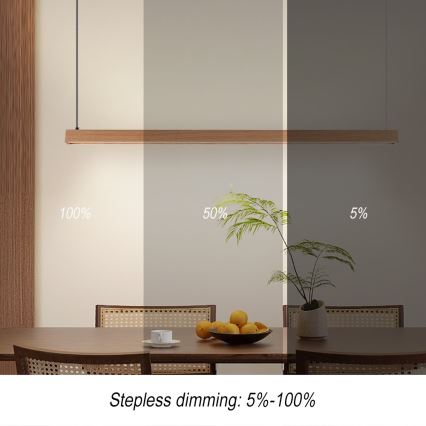 Immax NEO 07303L - Димируем LED полилей на кабел MADEIRA LED/26W/230V Wi-Fi Tuya 122 cm дъб + дистанционно управление