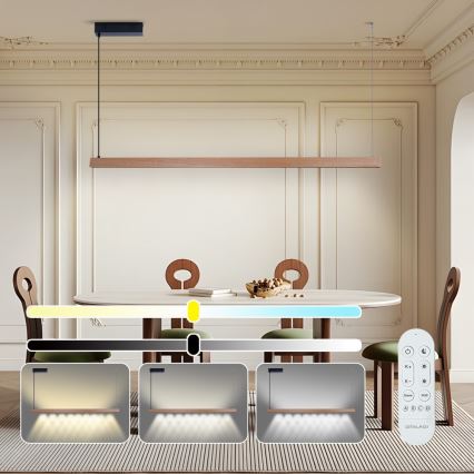 Immax NEO 07304L - Димируем LED полилей на кабел MADEIRA LED/33W/230V Wi-Fi Tuya, 152 cm, дъб + дистанционно управление