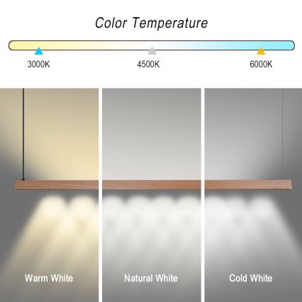 Immax NEO 07304L - Димируем LED полилей на кабел MADEIRA LED/33W/230V Wi-Fi Tuya, 152 cm, дъб + дистанционно управление