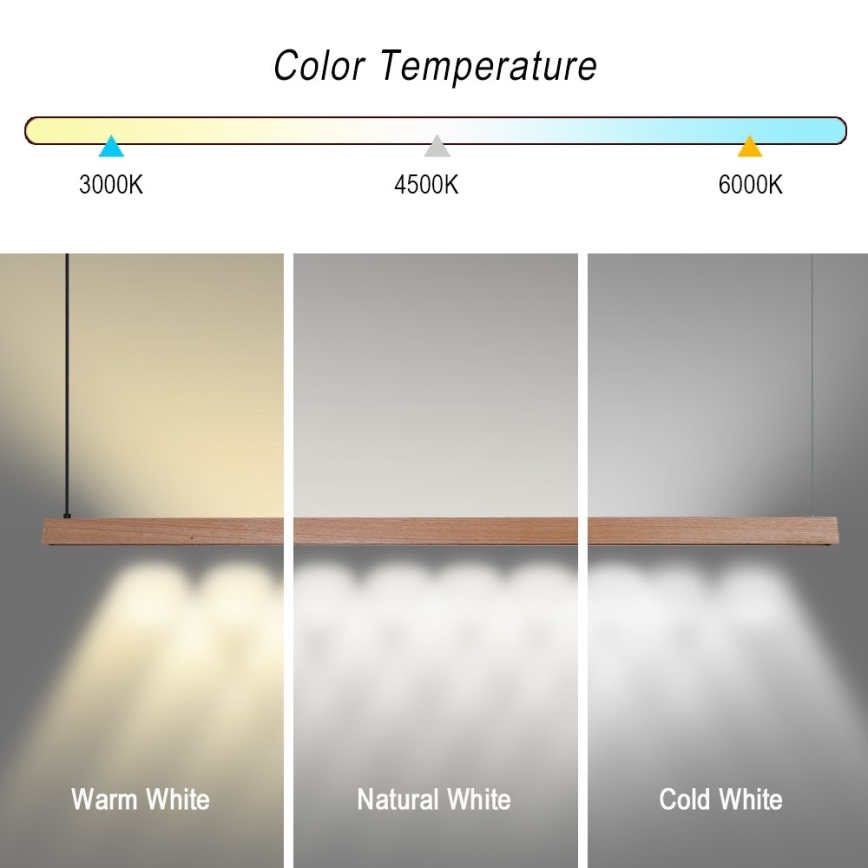 Immax NEO 07304L - Димируем LED полилей на кабел MADEIRA LED/33W/230V Wi-Fi Tuya, 152 cm, дъб + дистанционно управление