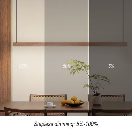 Immax NEO 07304L - Димируем LED полилей на кабел MADEIRA LED/33W/230V Wi-Fi Tuya, 152 cm, дъб + дистанционно управление