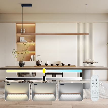 Immax NEO 07305L - Димируема LED полилей на кабел MADEIRA LED/44W/230V Wi‑Fi Tuya 202 cm дъб + дистанционно управление